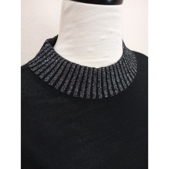 NEW! Club Monaco Wool Blend Black & Silver Metallic Sweater - L - $129 - Picture 3 of 12